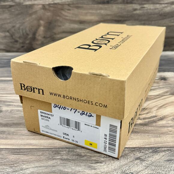 NIB Born Miarra 8M 38-39 Brown Suede Big Buckle Slide Sandals Brown Distressed - Picture 9 of 11